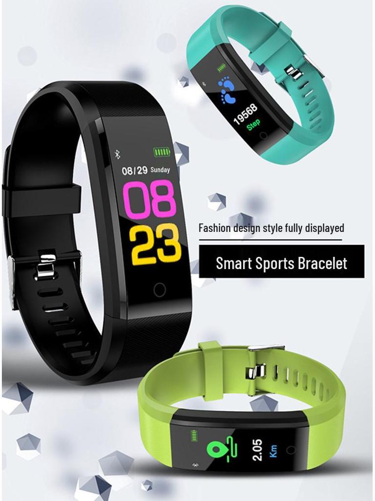 115Plus Smart Armband: Farbdisplay Fitness Tracker mit Herzfrequenz- und Blutdruckmonitor, Schrittzähler, Unisex