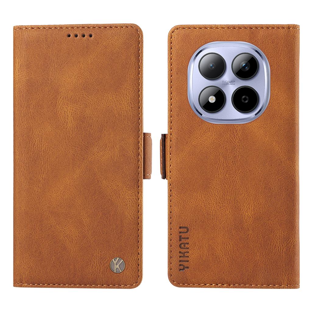 Pro Xiaomi Redmi Note 15 Pro 5G (Globální) Kožené pouzdro YIKATU YK-005 s povrchem na dotek, peněženkové pouzdro na telefon