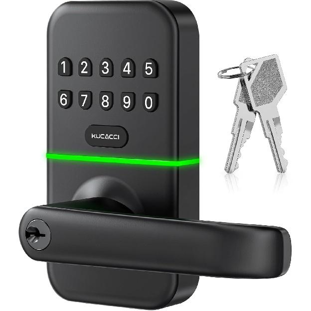 Intelligenter Türgriff mit Zahlenschloss: Kucacci Schlüsselloser Digitalknauf für Haustür - Elektronisches Smart Lock mit Tastatur - Äußerer Code-Türknauf -