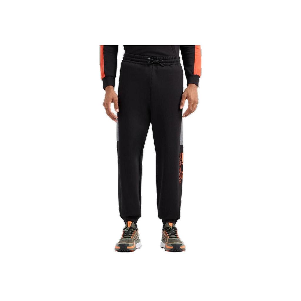 Emporio Armani EA7 FW24 Solid Color Long Drawstring Knit Sports Pants Men bottoms Black 6DPP56-PJVTZ-1200