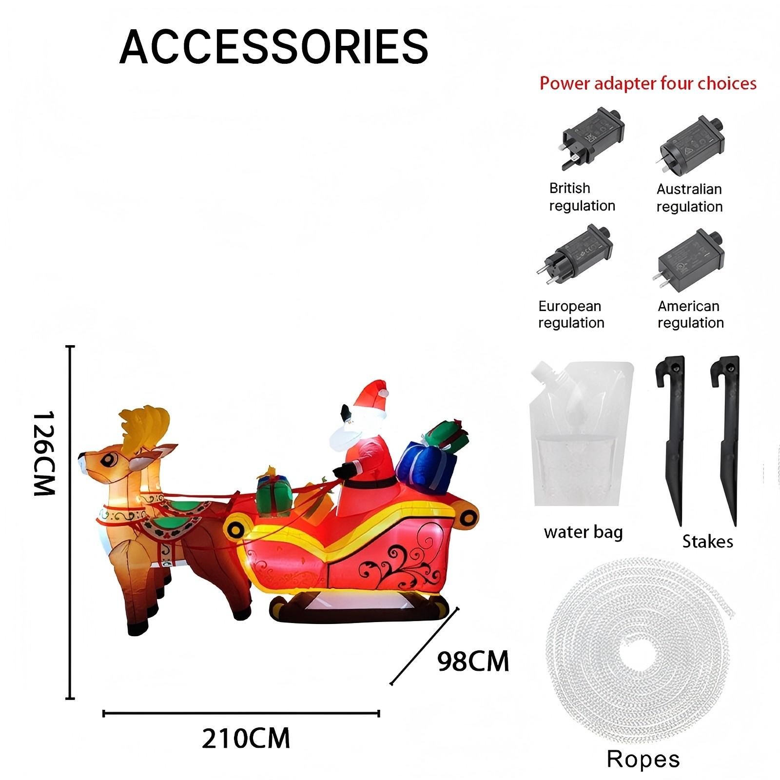 

6.89FT Inflatable Santa Sleigh Reindeer Toy LED Lit Festive Gift Xmas Yard Lawn Party Decoration Christmas Supplie Home Ornament UK