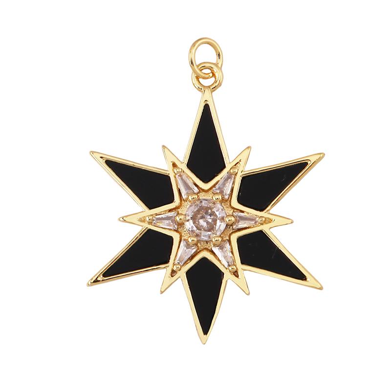 New Trendy Shining Space Sun Moon Star Charm Pendant, Gold Inlaid Cubic Zirconia Jewelry Necklace Bracelet Making Supply L44