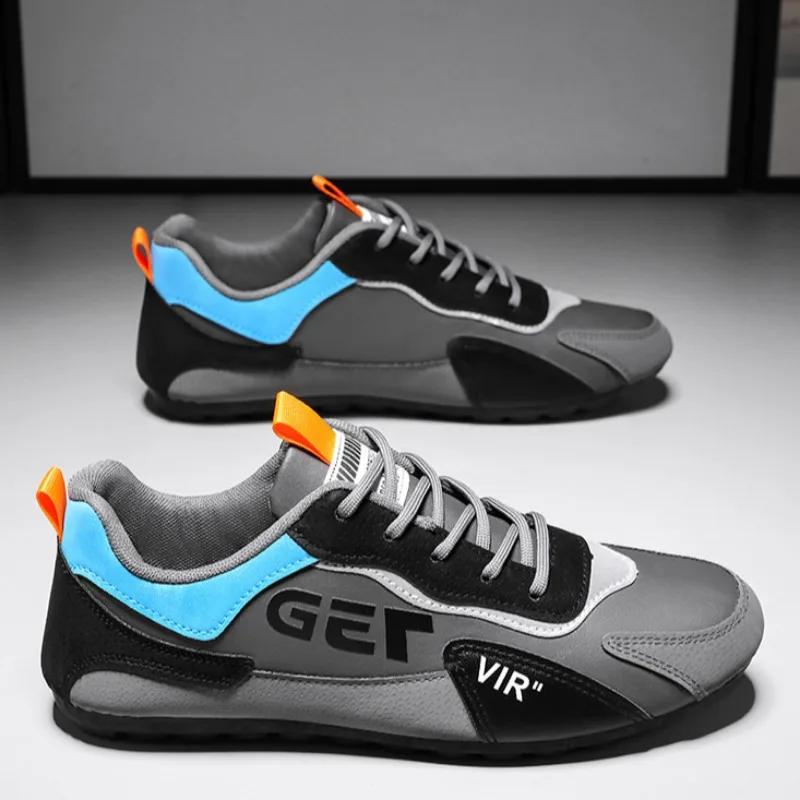 Fashion Men's PU Leather Waterproof Sneakers Casual Sports Shoes Men Lightweight Breathable Flat Non-slip Tenis Shoes