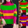 Autumn Winter Women New Fashion  Straight Wide Striped Long Sleeve Top Casual  Half High Neck Warm Sweaters for Women
