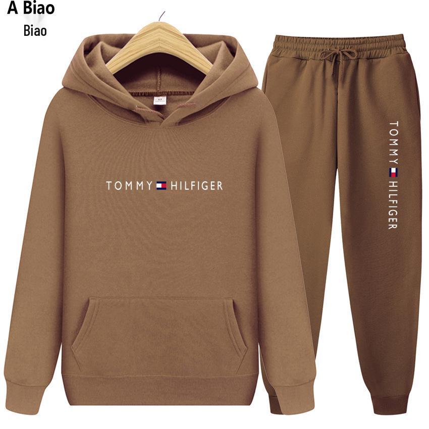 Unisex Spring/Autumn Hooded Fleece Set - Loose Fit, Casual Print Sweatshirt