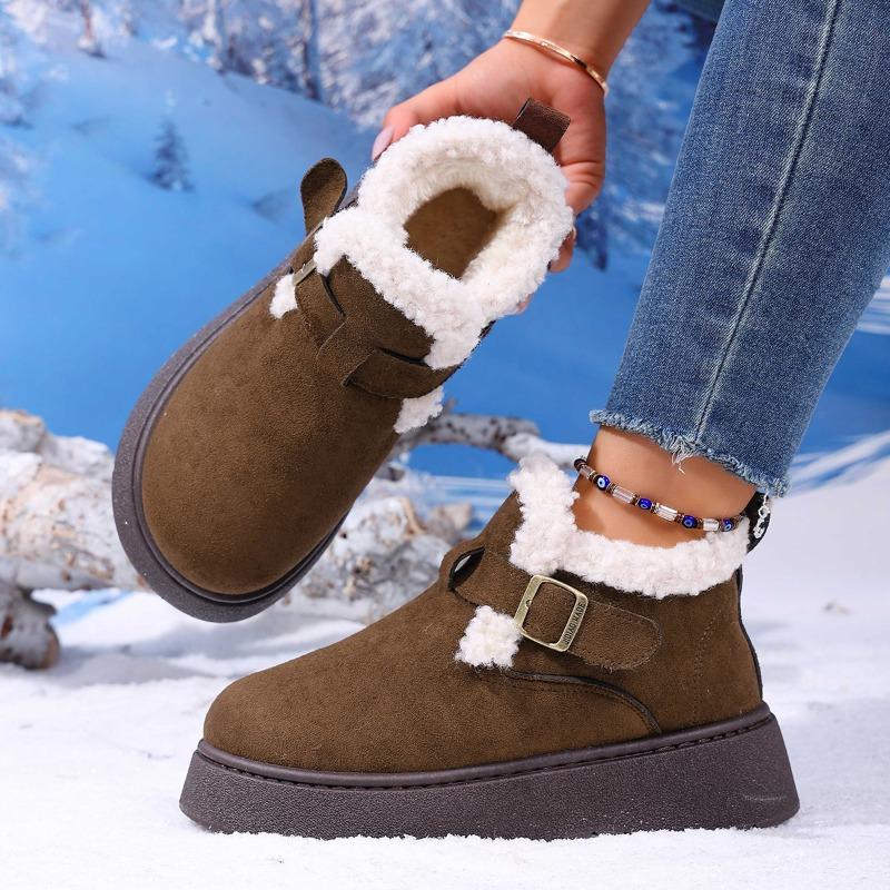 Fleece thick-soled women's new winter one-pedal heightening warm cotton shoes large-size snow boots