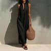 2026 European and American Cross-border Independent Station, Summer White Sleeveless Hollow V-neck Dress, Holiday Style Loose Dress