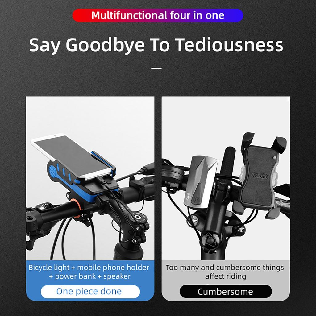 CYCLINGBOX 2400Mah Multifunctional Bicycle Mobile Phone Bracket Horn Front Light