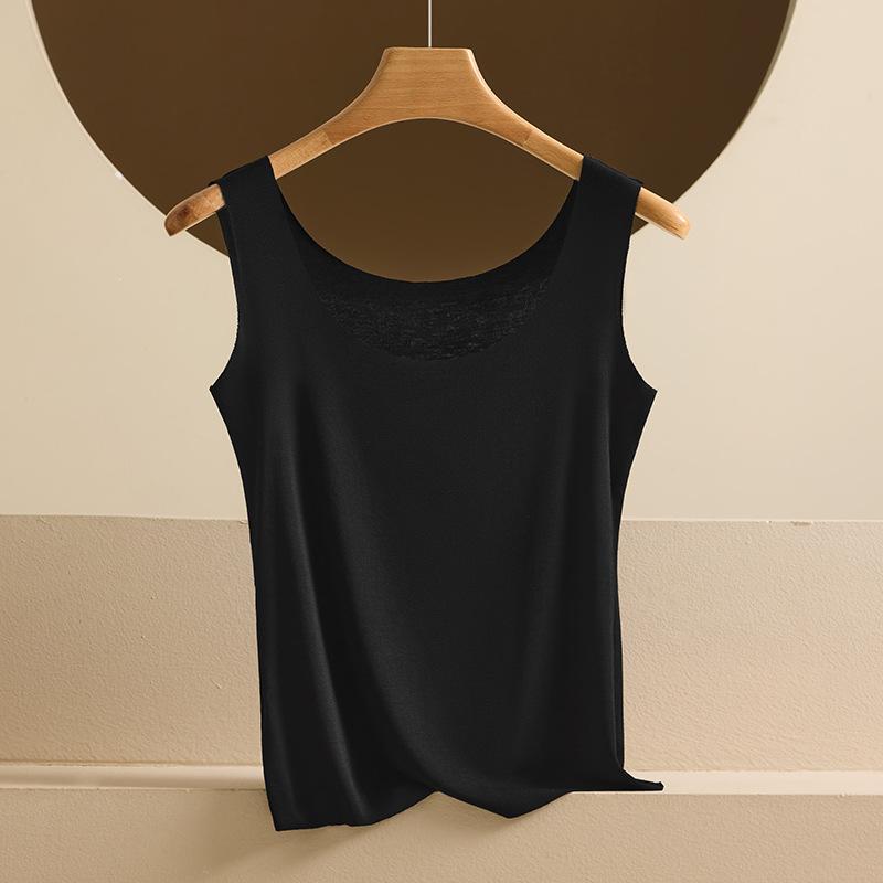 Summer Modal seamless sling vest for women with solid color anti-light backing inside, sling large size outside, bottoming shirt
