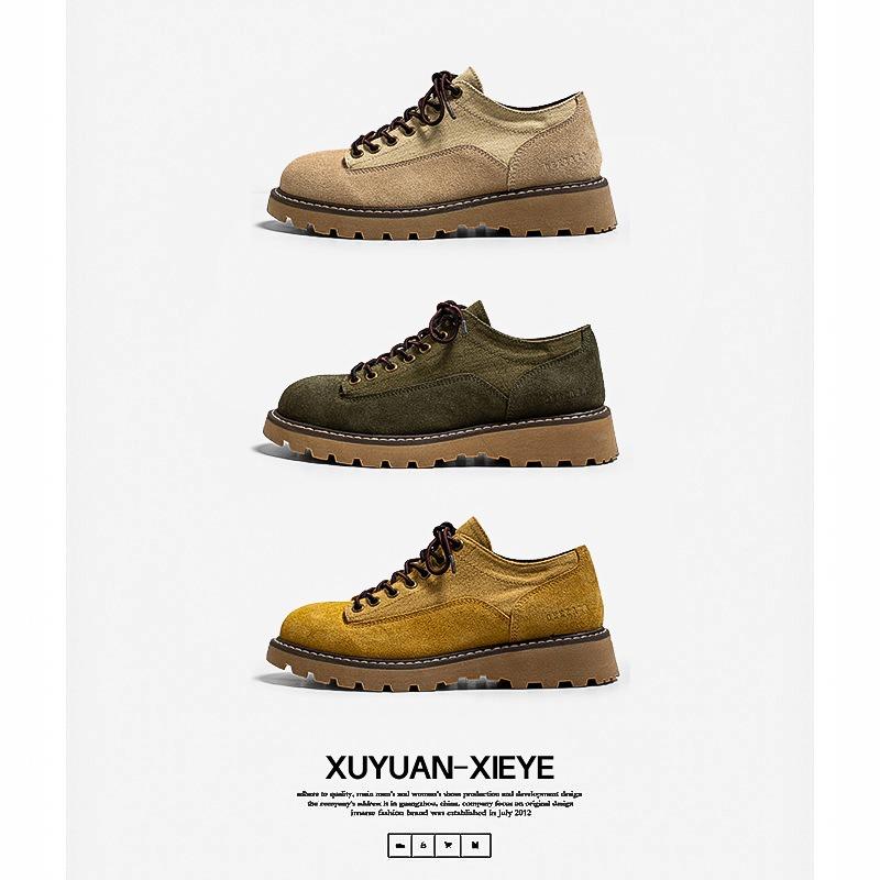 Tooling Shoes Men's New Beef Anti-velvet Round Head Platform Short Boots Men's Light Wear Retro Casual Shoes