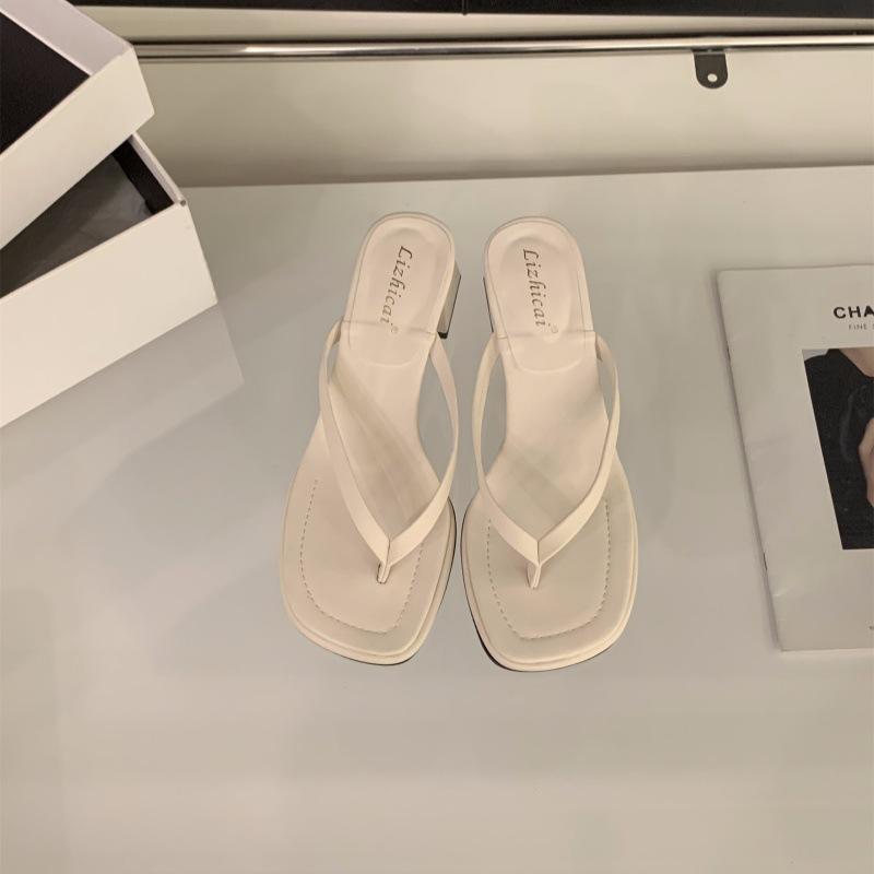 French versatile flip-flop shoes women's shoes fashion wear 2025 new summer high heel sandals