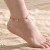 Stainless Steel Flat Cross Chain with 6 Shell Foot Chains, Vintage Anklet for Women,Sea Beach Jewelry Bracelet Accessories