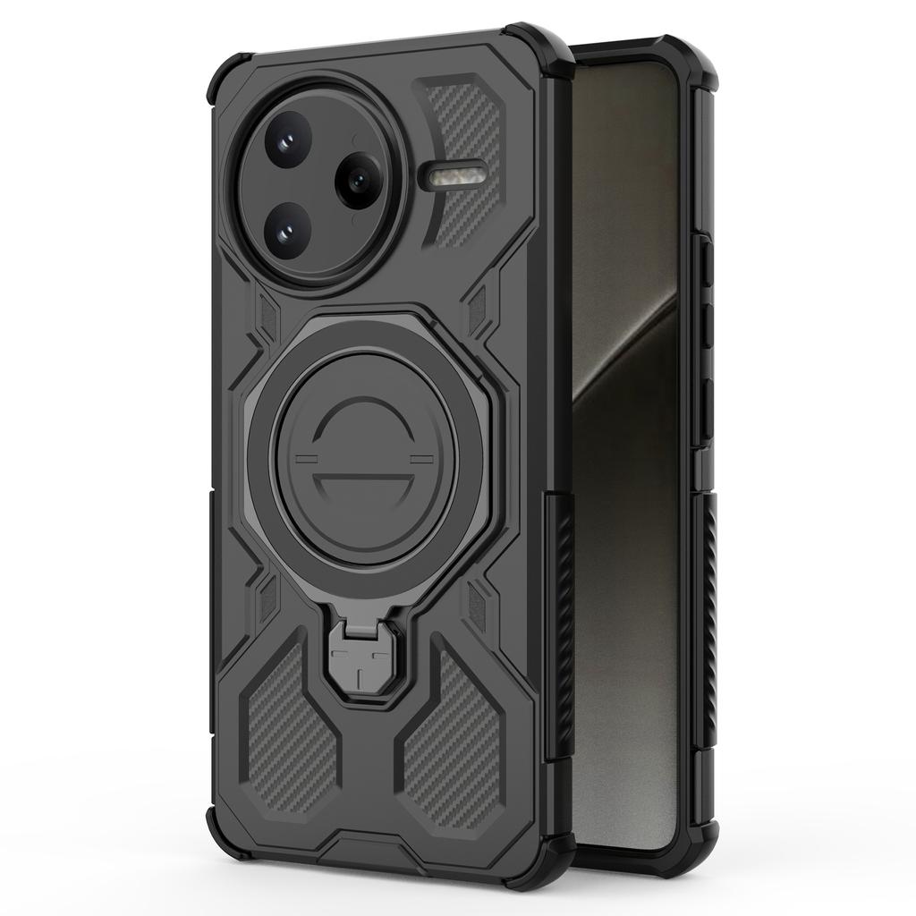 Für Xiaomi Poco F7 Ultra 5G/Redmi K80 Pro 5G Magnetische Hülle Rotierender Metallständer PC+TPU Handy-Rückseite