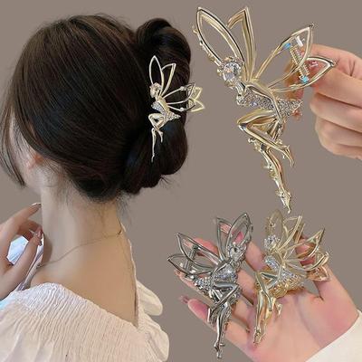 Strass Elf Metalen Haarklauw voor Vrouwen Krab Clip Haarspeld Kristal Parel Haaraccessoires Glanzende Barrette Hoofdband Sieraden Geschenken
