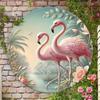 Vintage Style Metal Wall Art Flamingo Floral Home Decor Gift