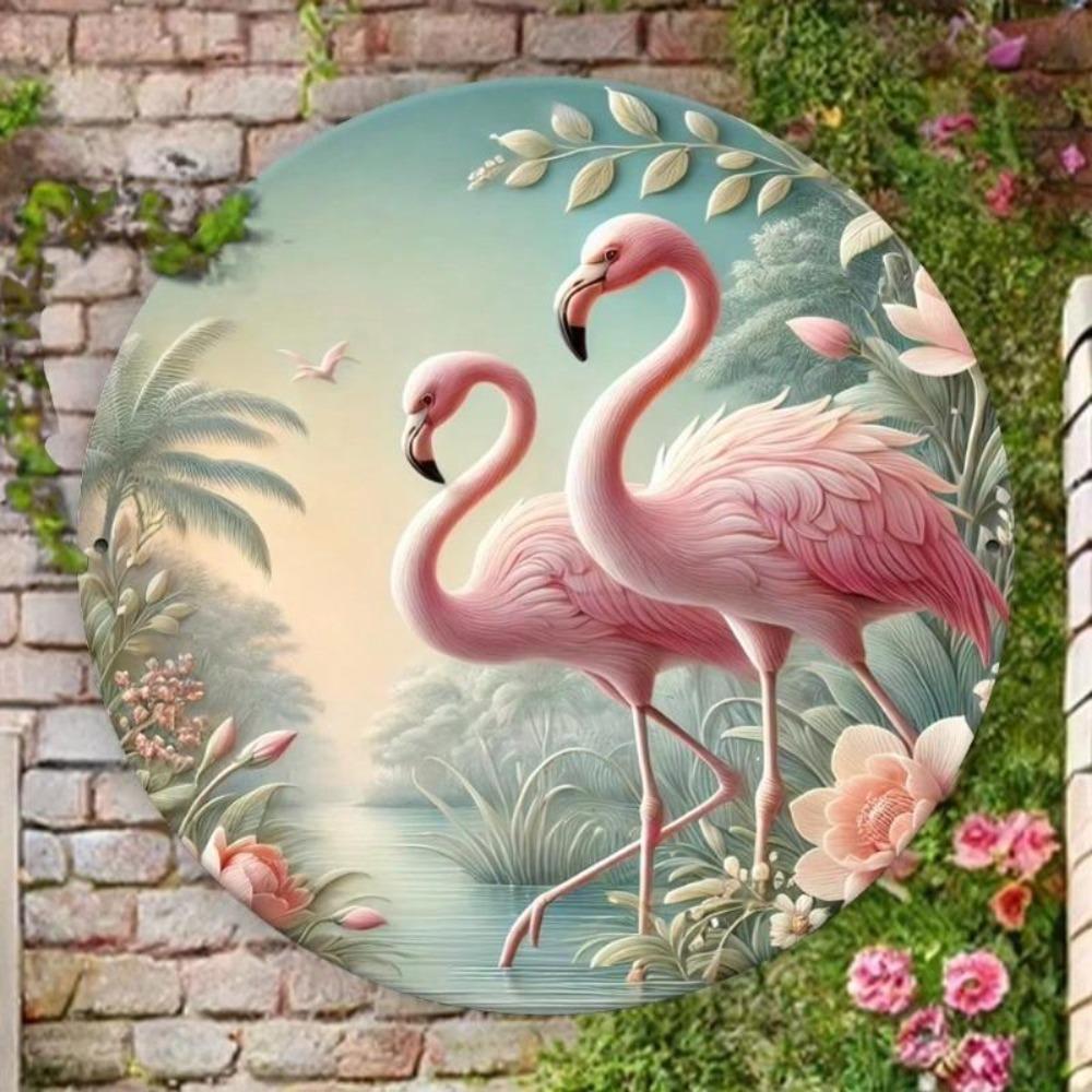 Vintage Style Metal Wall Art Flamingo Floral Home Decor Gift