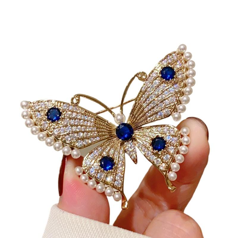 Rhinestone Butterfly Brooch For Women Versatile Enamel Insect Lapel Pin Banquet Party Corsage For Coat Dress Jewelry Accessories