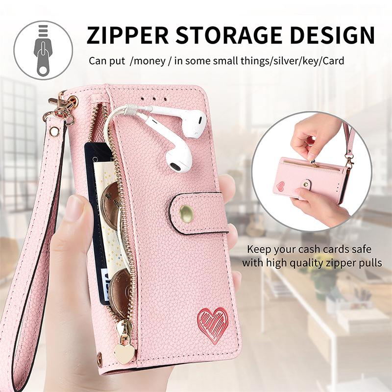 Lanyard Zipper Leather Wallet Anti-theft Case For Huawei Honor 50 Pro 60 70 80 SE 90 Lite X6 X8 X6A X7A X9A Wrist Strap Cover