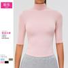 Hoge Nek Korte Mouw Yoga Top Dames Slim Fit Sneldrogend Trainingsloop Fitness Shirt