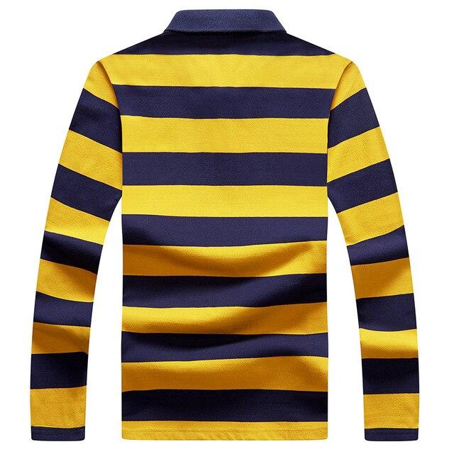 Men Polo Shirt Long Sleeve Shirt Spring Autumn Cotton Embroidery Warm Casual Stripe Polo Shirt Men