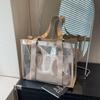 Transparente PVC-Tragetasche mit Reißverschluss-Einsatztasche für Damen, Lässige einfarbige Handtasche für Strandurlaub und Arbeit