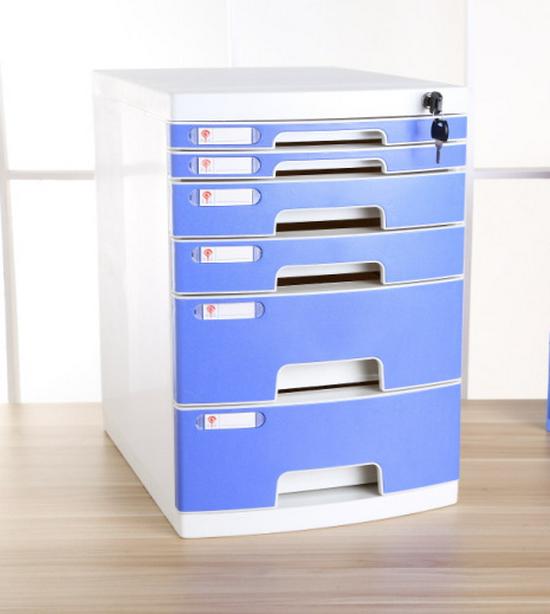 4-Drawer Lockable Plastic Office File Cabinet, Thickened Storage Box