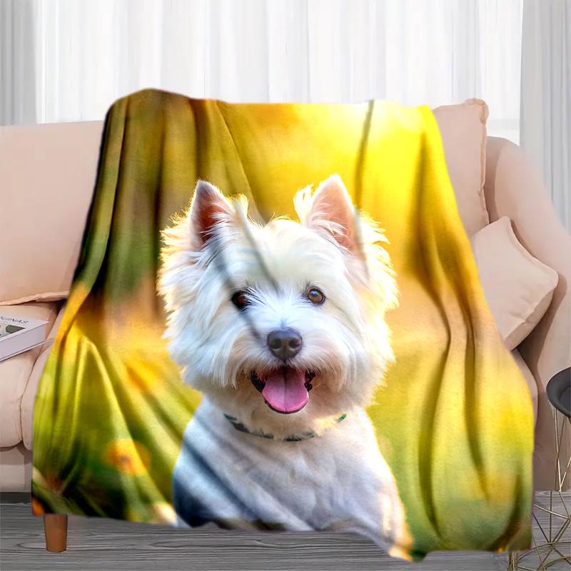 1PC Dog cute printed blanket, all season lightweight home office outdoor nap multifunctional blanket A10