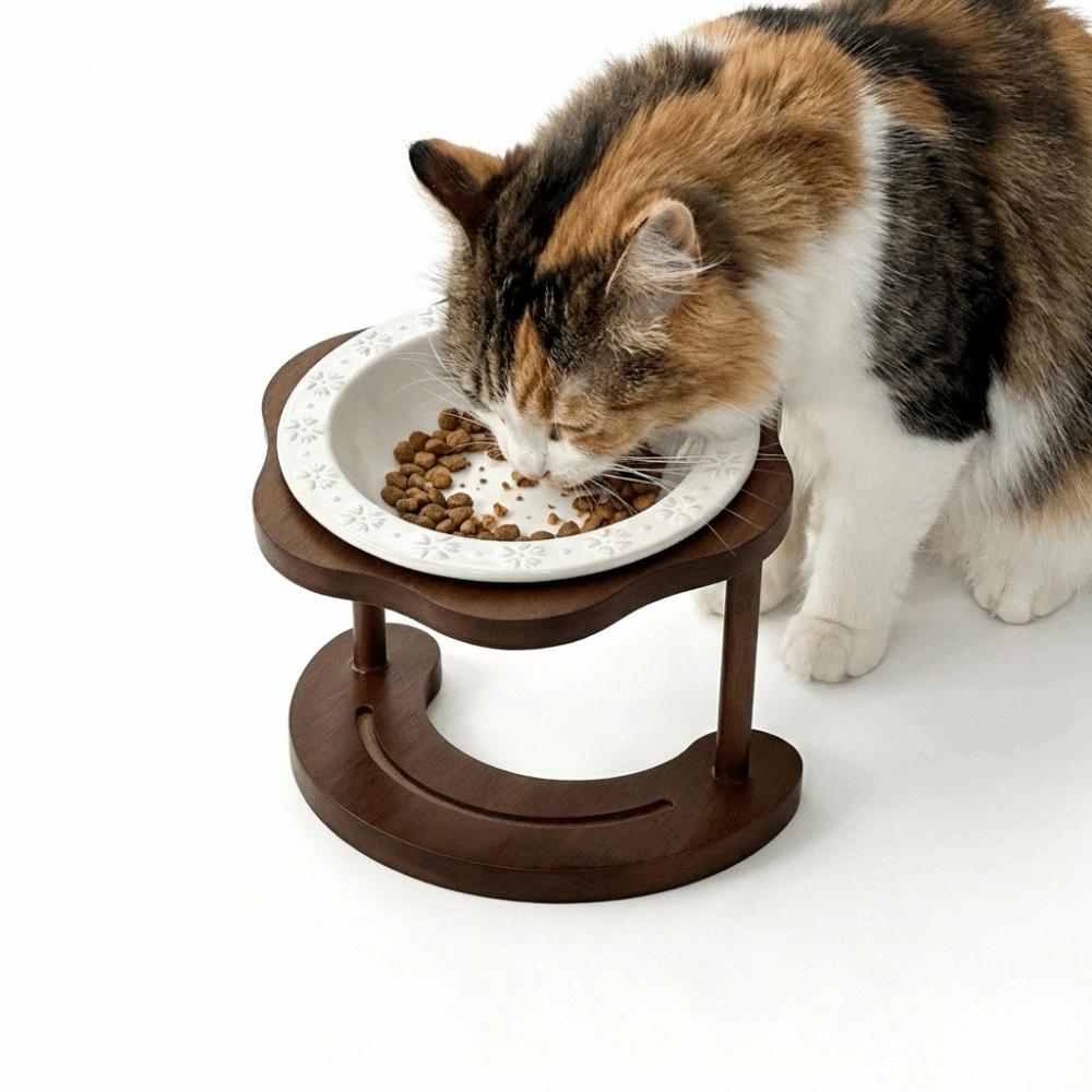 Tigela Cerâmica Antiderrapante para Gato Tigela de Comida para Cachorro Elevada Removível Tigela de Água Elevada para Gato Suprimentos para Pets