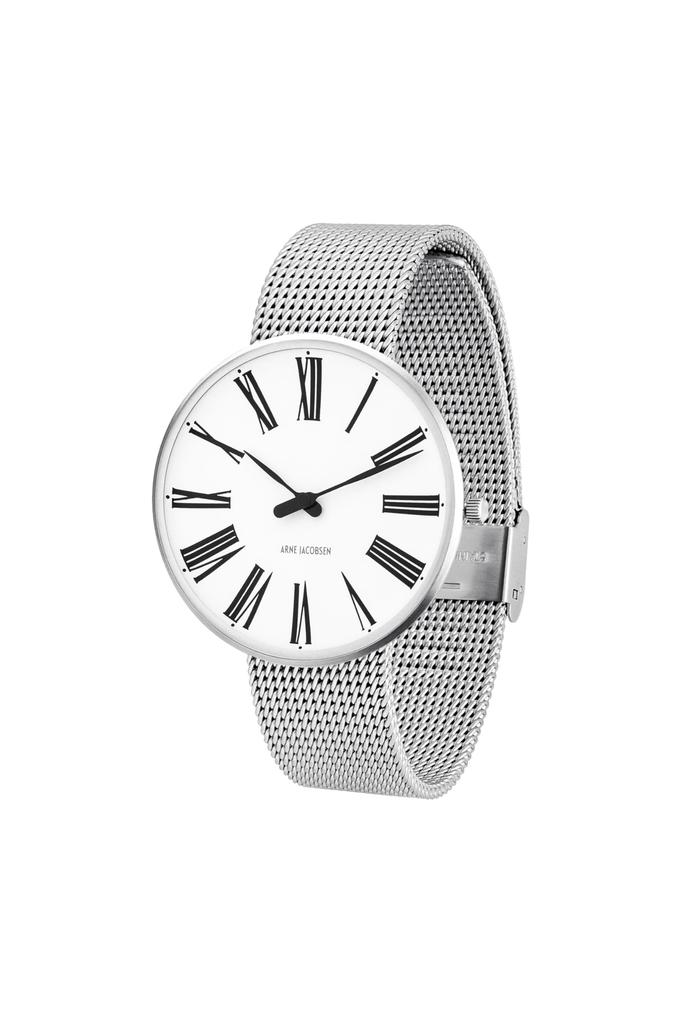 ARNE JACOBSEN STATION 53302-2008, 40mm, Nordic Design, Water Resistant (Quiet Design with No Second Hand), White with Silver Mesh Strap