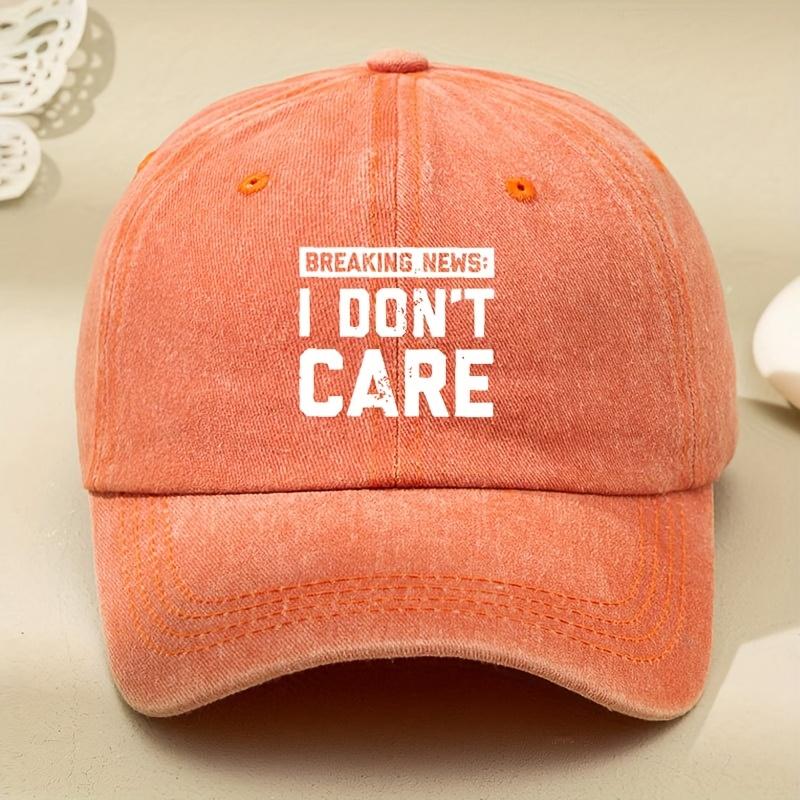 I DON'T CARE Letter Printed Hat, Old Dad Hat, Men's and Women's Baseball Cap, Sun Hat, Outdoor Driver's Hat, Sun Hat