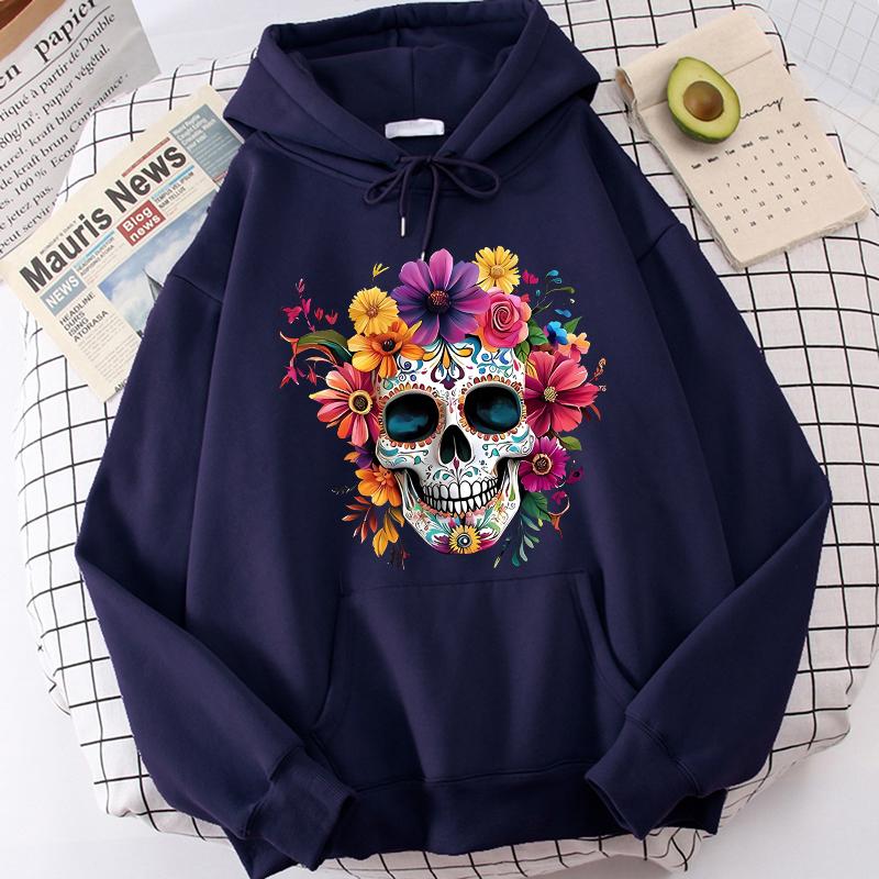 90s Casual Sweatshirts Graphic Y2k Hooded Women s Gothic Streetwear Clothes Funny Fitted Skull Printed Kangaroo Pocket Hoodies 4XL