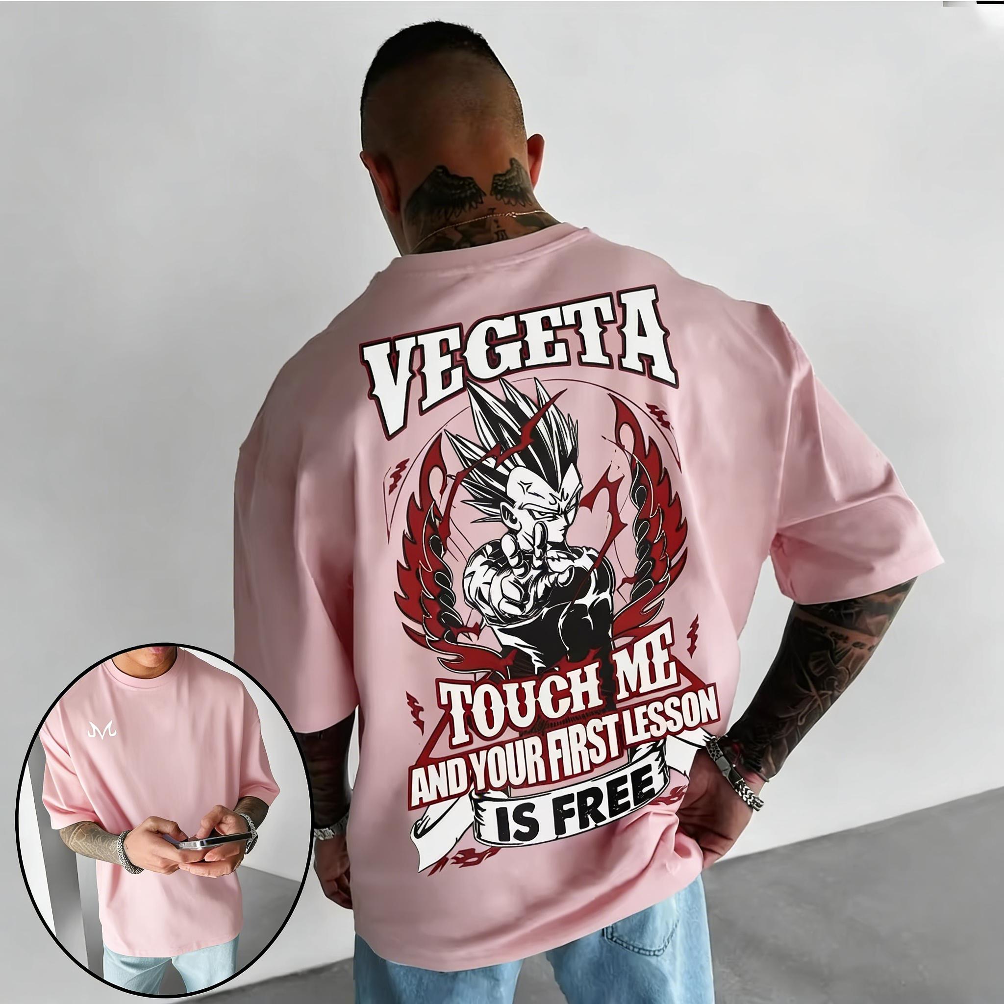 

Dragon Ball Trendy Hot Items Anime Tshirt Summer New Vegeta Double Sided Printed Mens and Womens Street Hip Hop Casual Top S