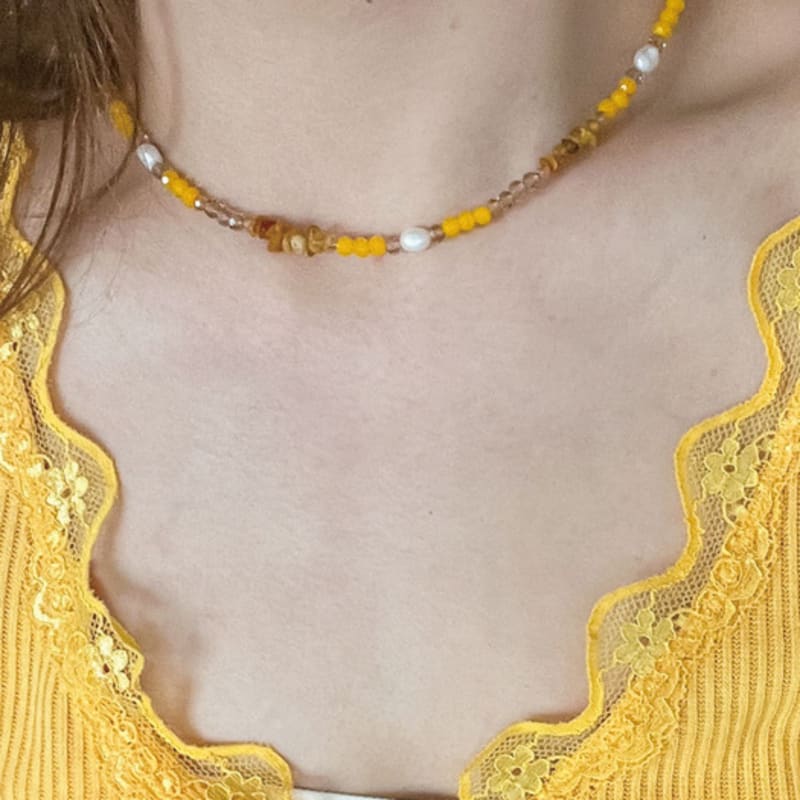 objet213 Zigzag Mango Natural Stone Necklace