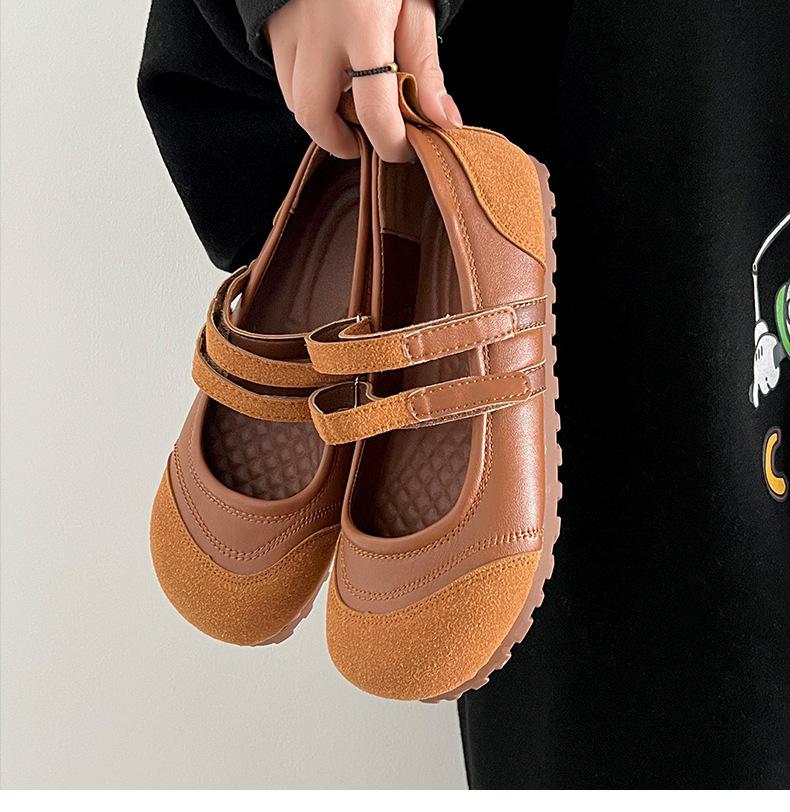 

Французские ретро-белые балетки Мэри Джейн, женские туфли-бини на одну педаль, весна-осень 2025 года, мягкая подошва 41 коричневый