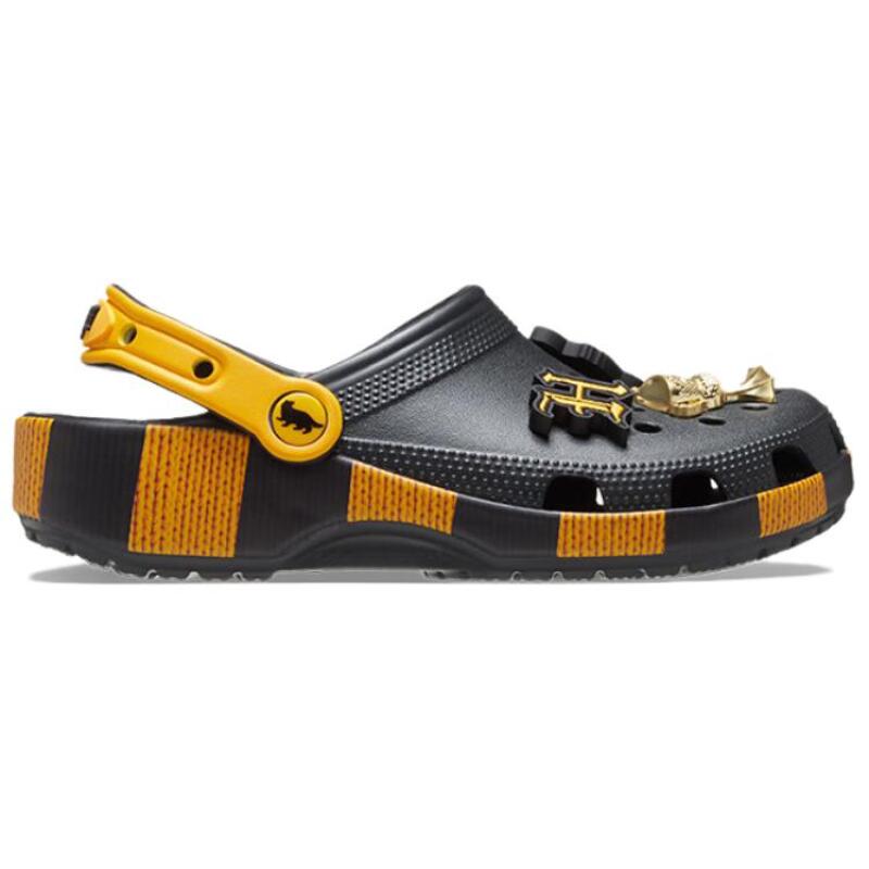Crocs EVA Comfortable and Versatile Simple Hole Shoes Unisex Black and Yellow