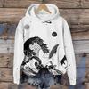 Womens Casual Hooded Sweatshirt With 3D Printed Graphic Long Sleeve Loose Fit Pullover