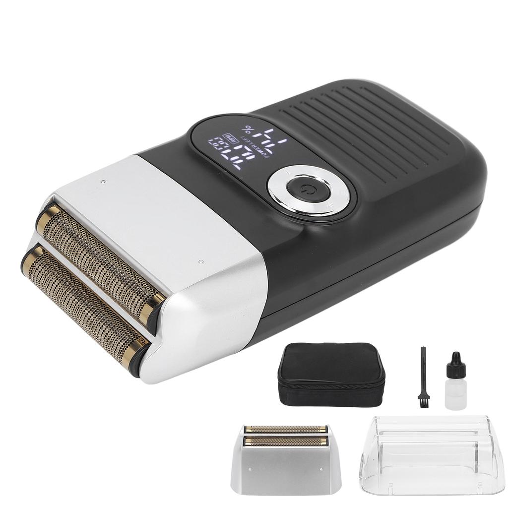 Electric Shaver USB Rechargeable Double Cutter Net LCD Display Men Foil Razor for Head Beard
