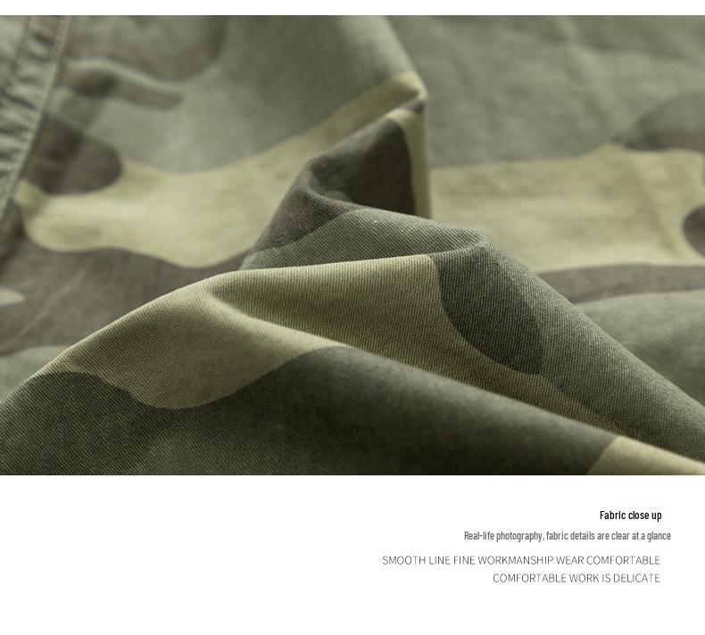 Herren Sommer Camouflage Cargo-Shorts mit mehreren Taschen, Elastischer Bund, Gerades Bein, Reine Baumwolle, Mittellang.