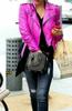 Stylish Collared Jacket Pink Women Genuine Lambskin Real Handmade Leather Jacket Designer