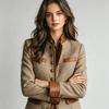 Blazer de Color Block Retro Vintage Francés para Mujer, Chaqueta Elegante de Gama Alta Casual para Damas