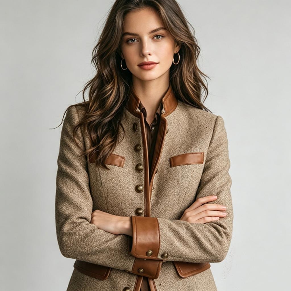 Blazer de Color Block Retro Vintage Francés para Mujer, Chaqueta Elegante de Gama Alta Casual para Damas