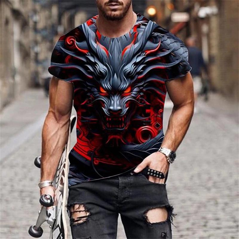 Tričko Dragon Muay Thai s 3D potiskem, vintage trénink, UV ochrana, rychleschnoucí, pro muže i ženy, unisex, krátký rukáv, kulatý výstřih, MMA, mix bojových umění