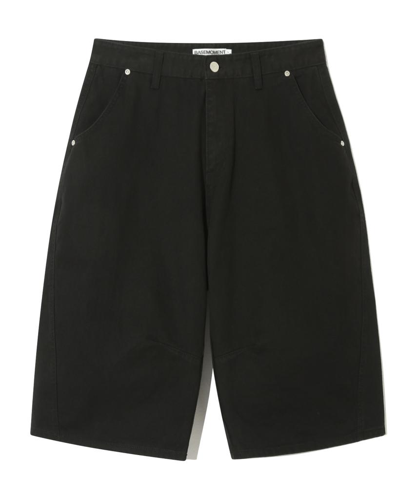BASEMOMENT Cinch Back Curved Bermuda Shorts Black