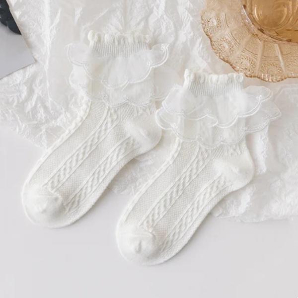 Kids Socks For Girls Sweet Lace Baby Cotton Princess Children's Girls Socks Fashion Ruffled Teenagers Pure Colour Sock 1-15Years