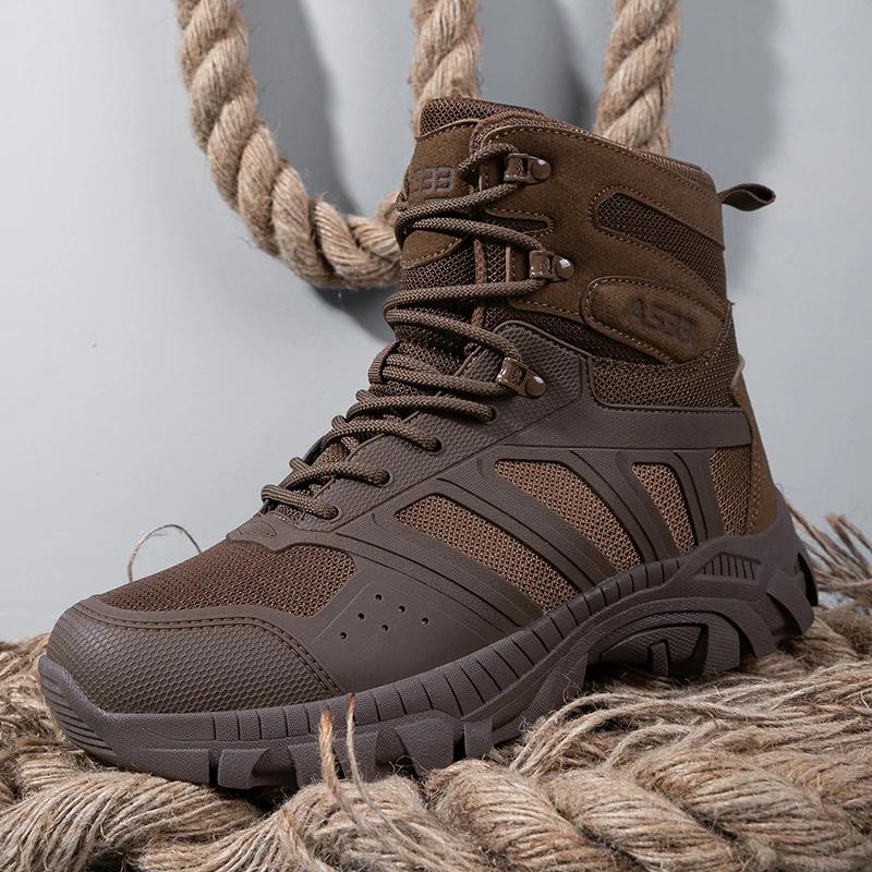 Fashion New Hot Sale Men's Boots High Top Outdoor Desert Tactical Hiking Shoes Breathable Mountain Climbing Trekking Shoes
