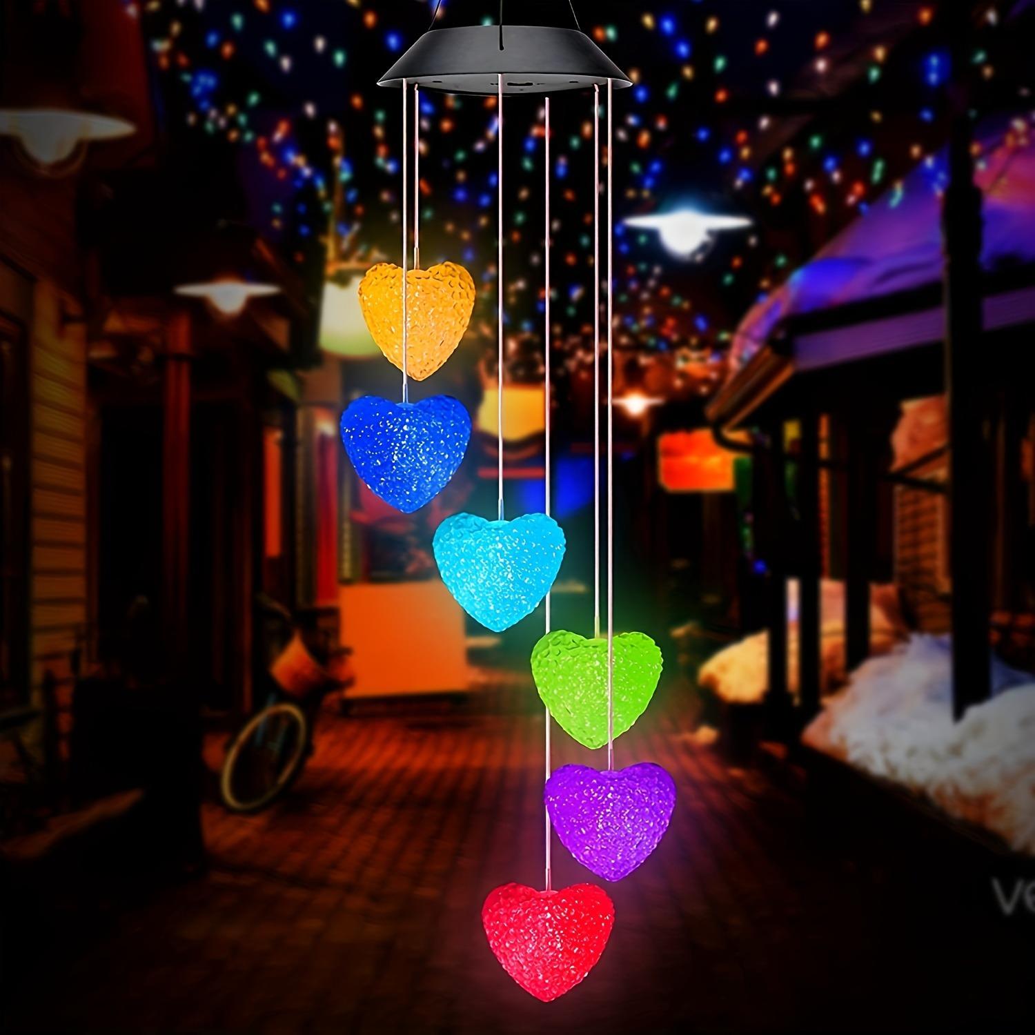 

Color Changing Solar Powered Wind Chime Heart LED Hanging Lamp Waterproof Outdoor Garden Balcony Courtyard Decoration Lighting
