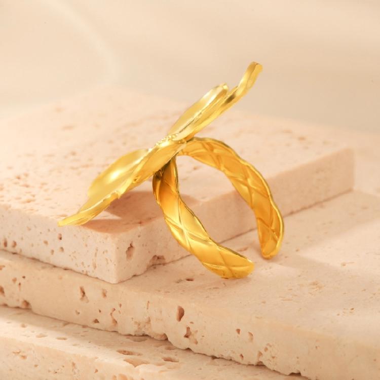 Opening Rings Flower Rings Hand Jewelry Fashion Rings Stainless Steel Adjustable Rings Suitable for Fashion Enthusiasts