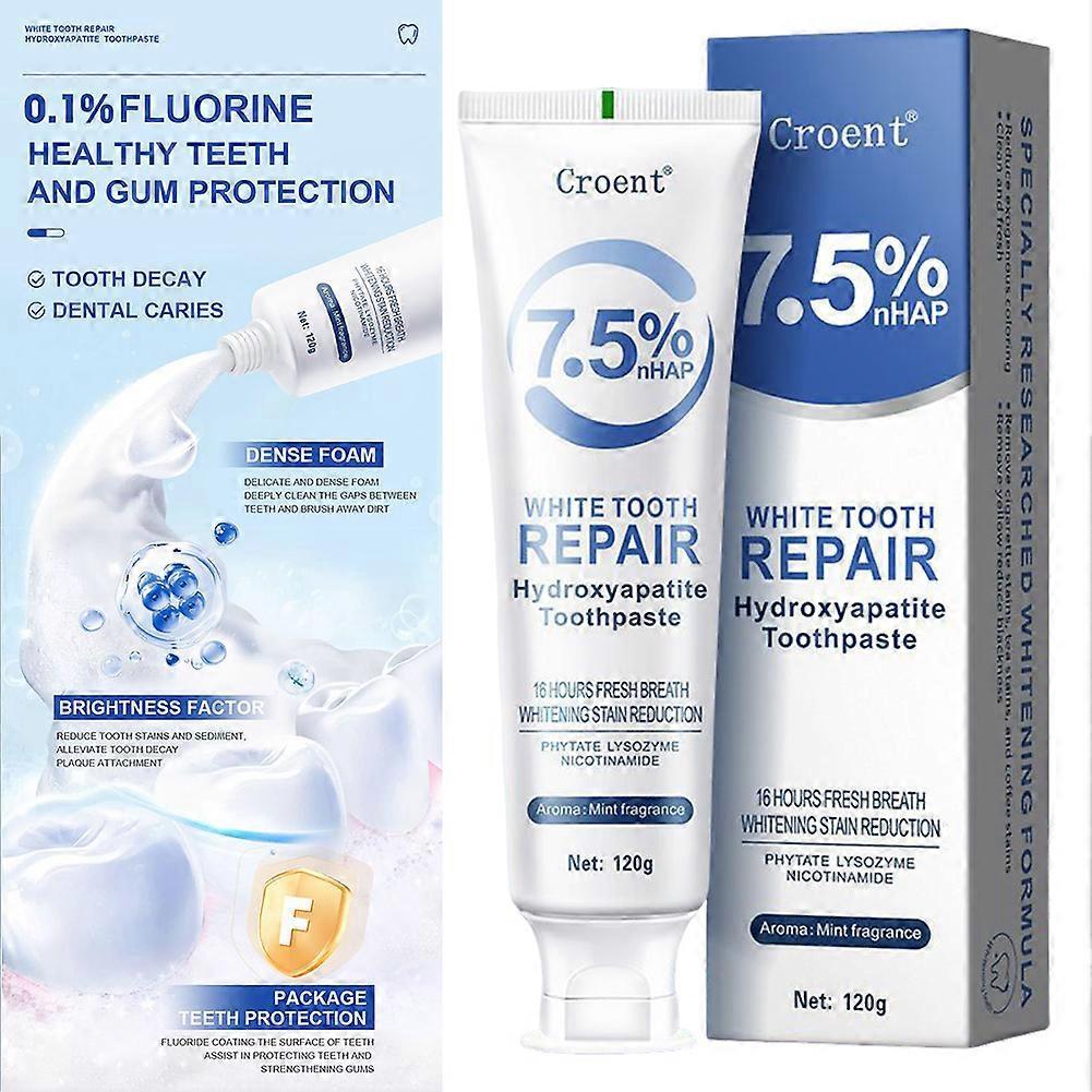 Hydroxyapatite Toothpaste Fluoride-Free Whitening Toothpaste, Daily Enamel Protection, Long-Lasting Fresh Breath