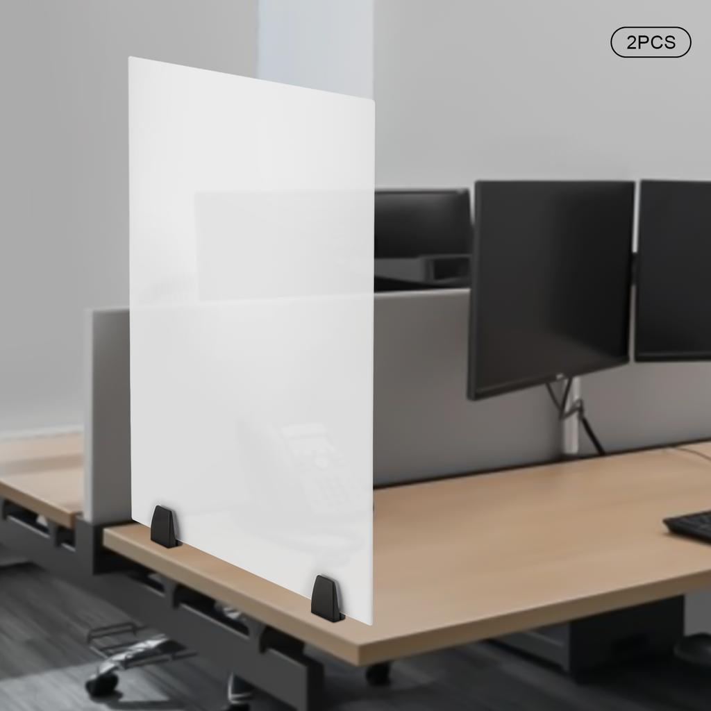 Frosted Acrylic Desk Divider Panel Organizer - 30 x 18 Inch, 2-Pack, Clamp-On Office Partition, Privacy Screen for Workstation