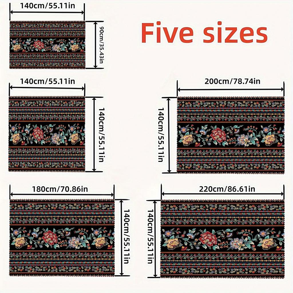 Exotic Retro Flower Embroidery Texture Art Tablecloth Impermeable Wipeable Cover For Family Dinner Kitchen Multi Scene Table